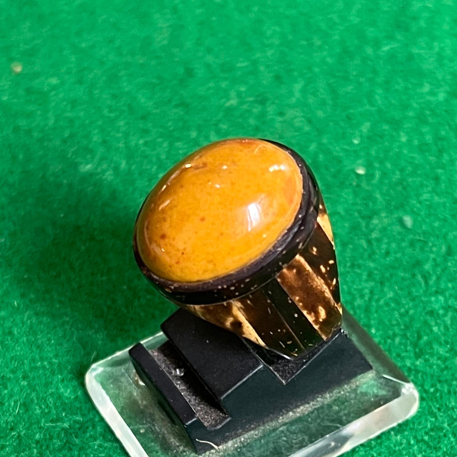 Batu Akik Jasper Kuning Elegan Ring Batok Kelapa