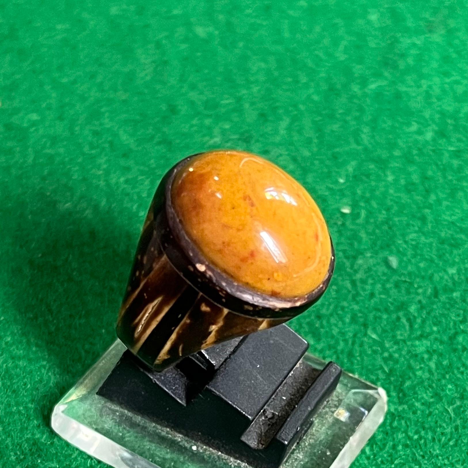 Batu Akik Jasper Kuning Elegan Ring Batok Kelapa