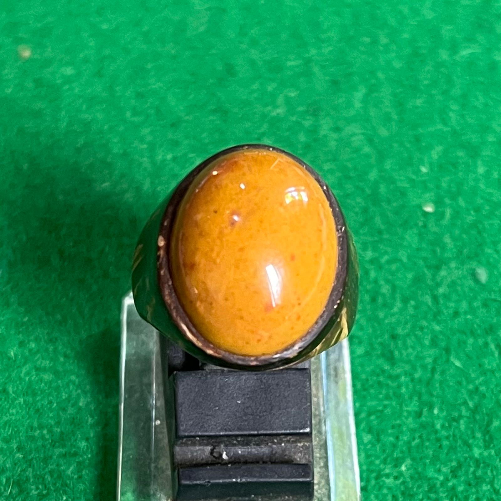 Batu Akik Jasper Kuning Elegan Ring Batok Kelapa