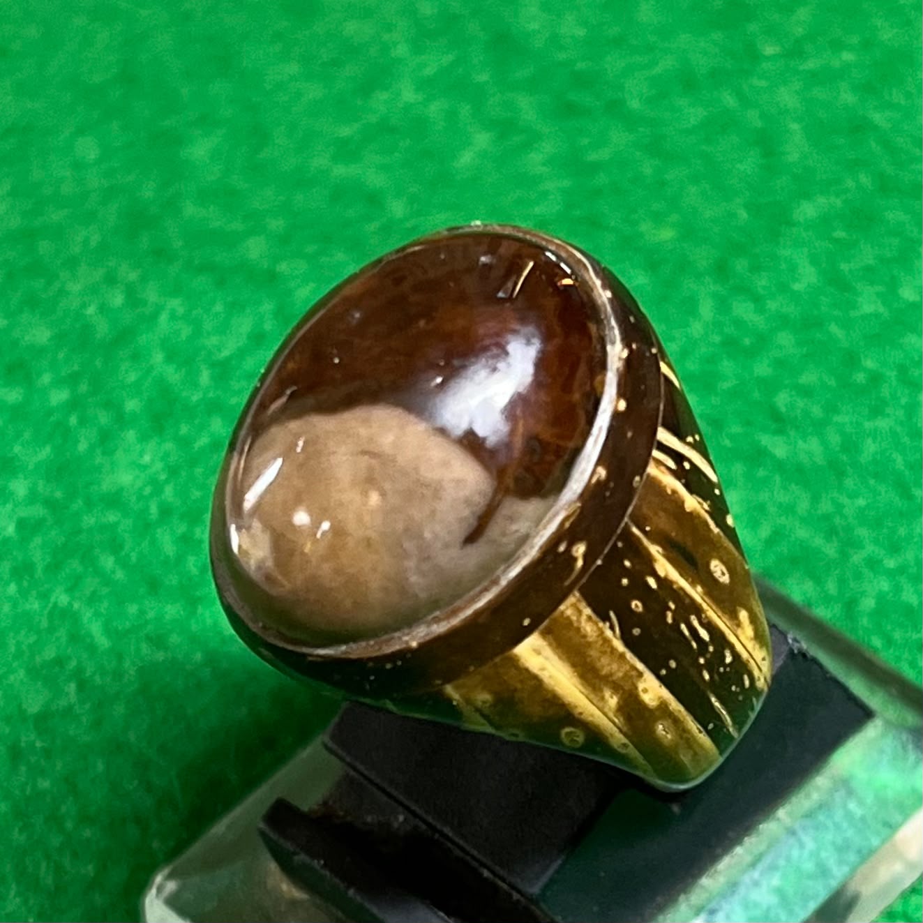 Batu Akik Motif Panorama Natural Ring Batok Kelapa