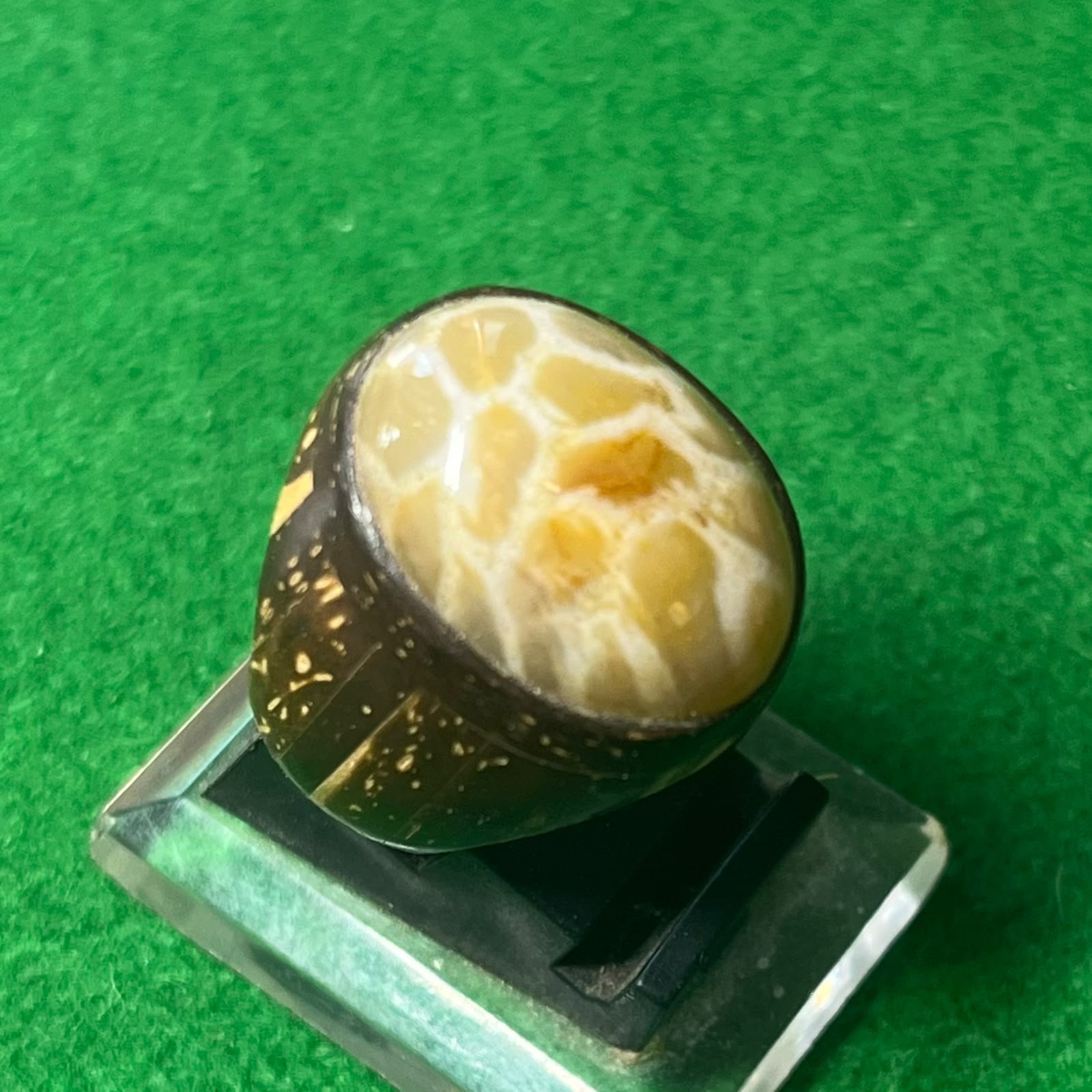 Batu Akik Motif Sarang Ring Batok Kelapa