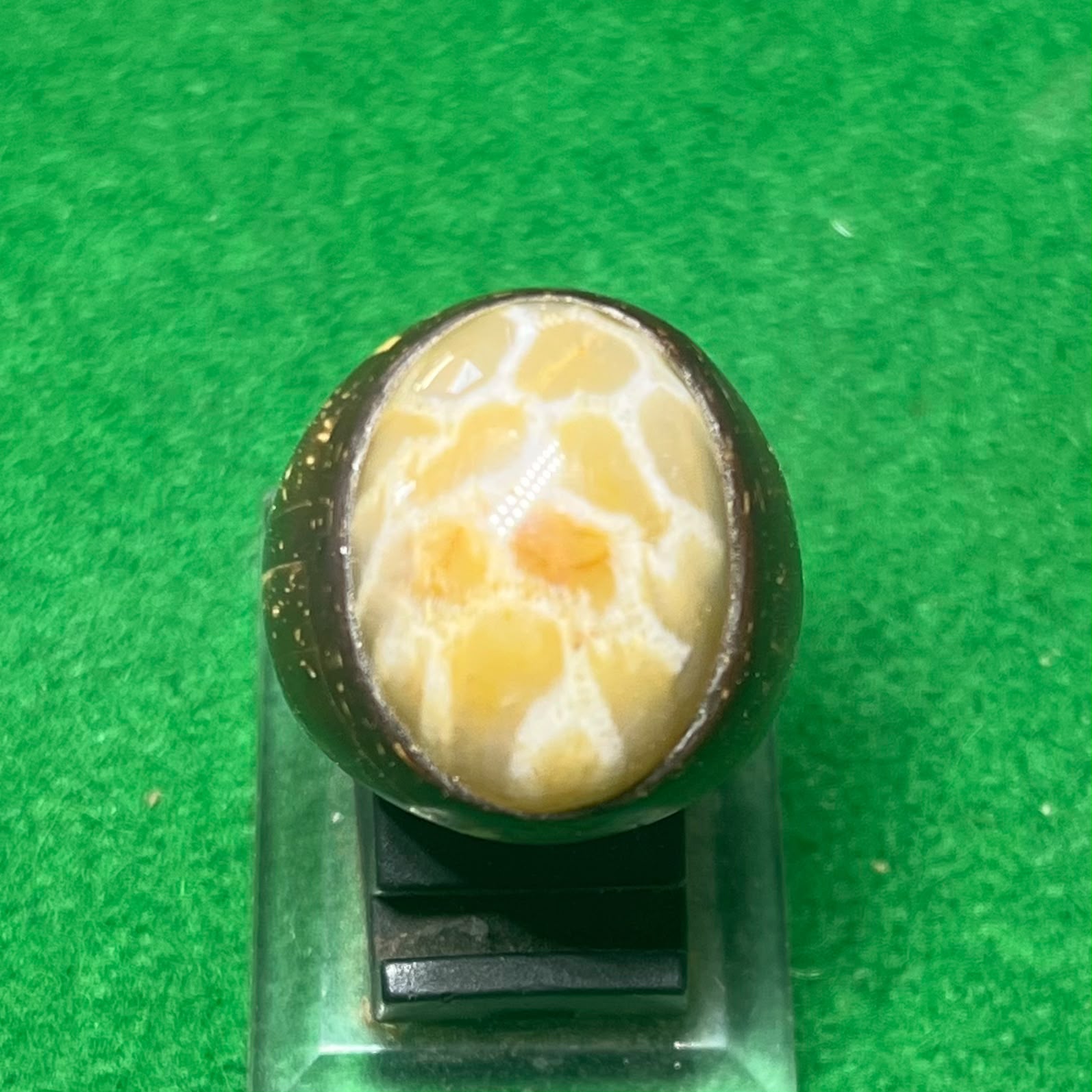 Batu Akik Motif Sarang Ring Batok Kelapa