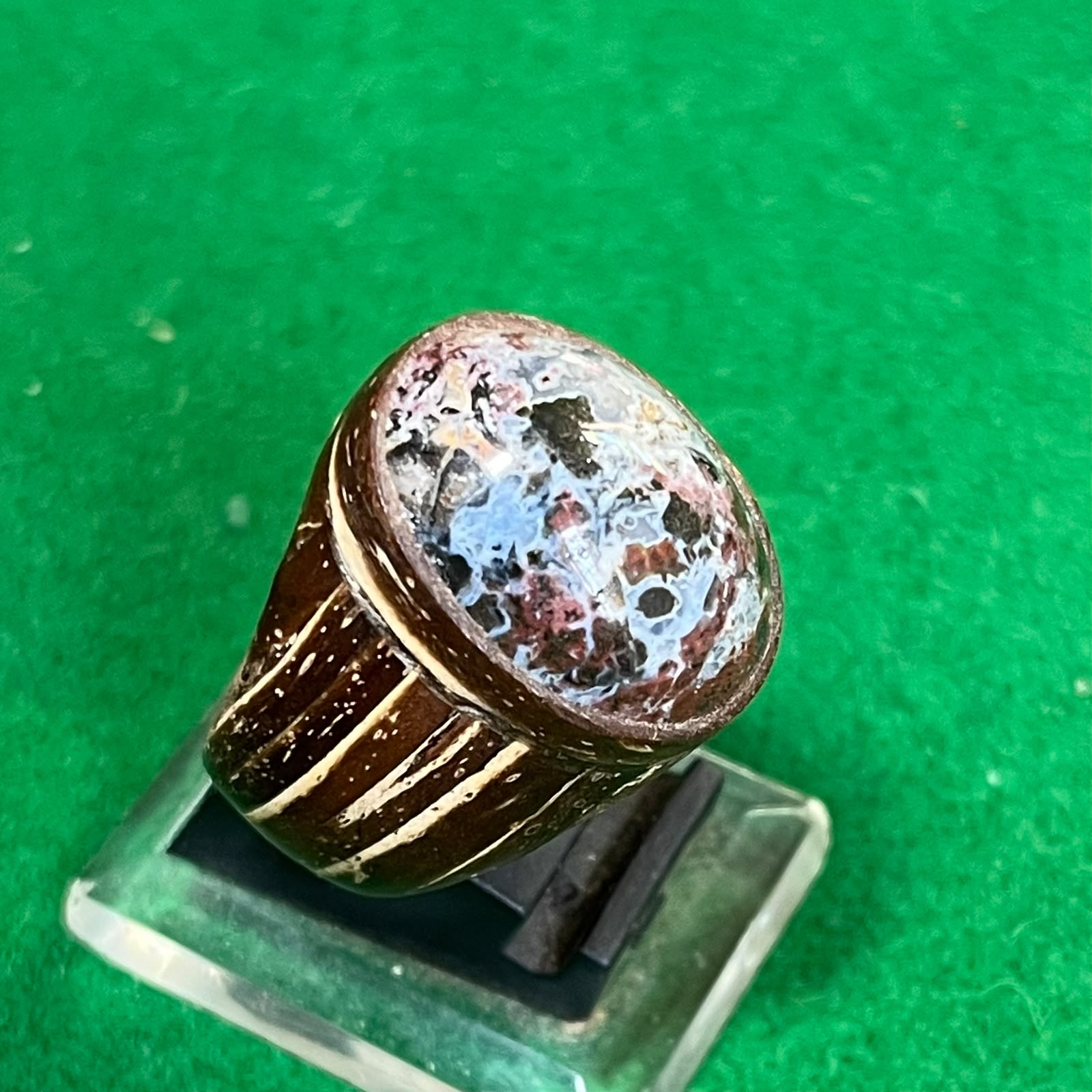 Batu Akik Panca Warna Ring Batok Kelapa