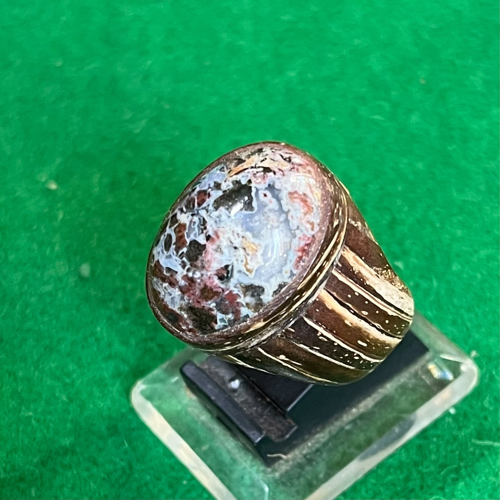Batu Akik Panca Warna Ring Batok Kelapa