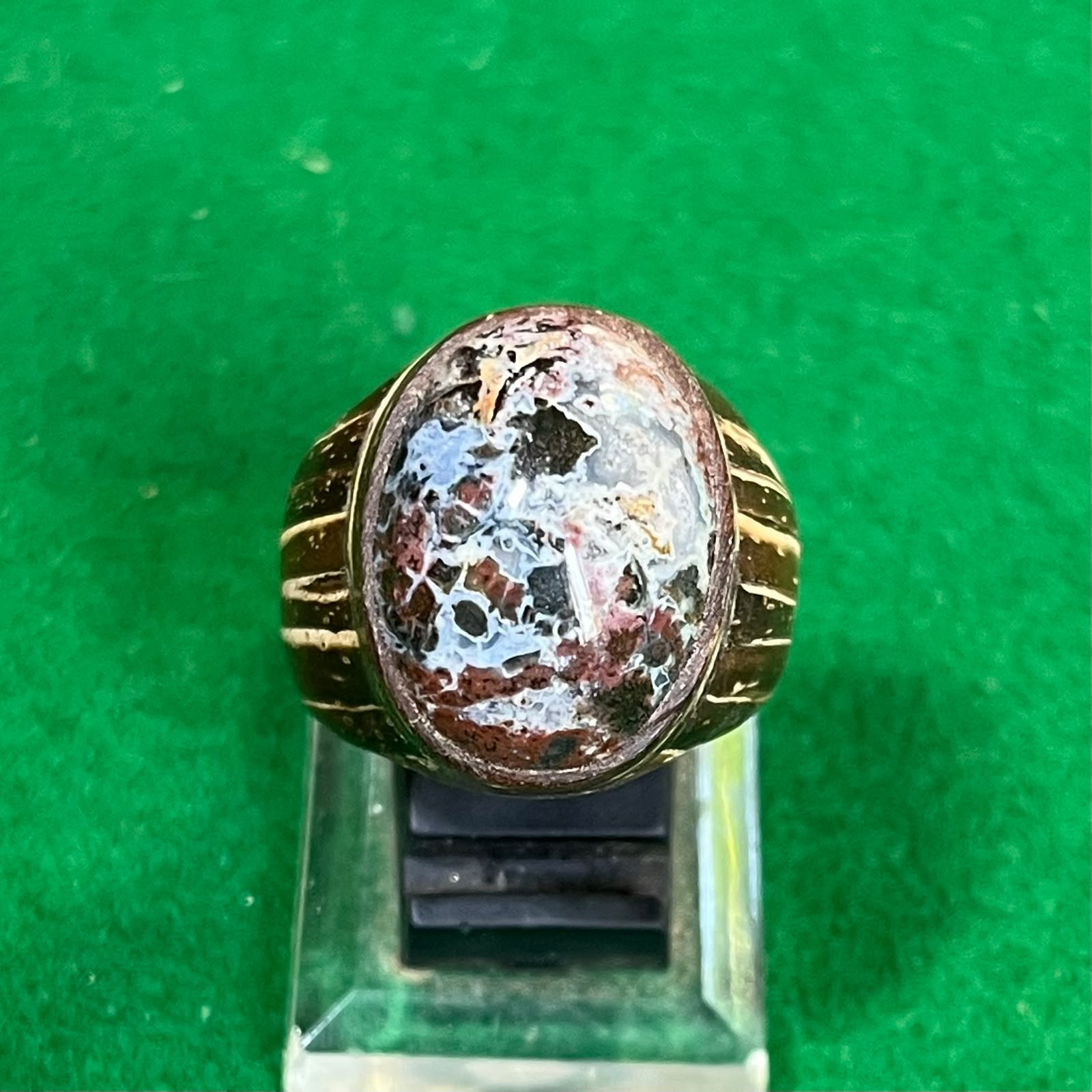 Batu Akik Panca Warna Ring Batok Kelapa