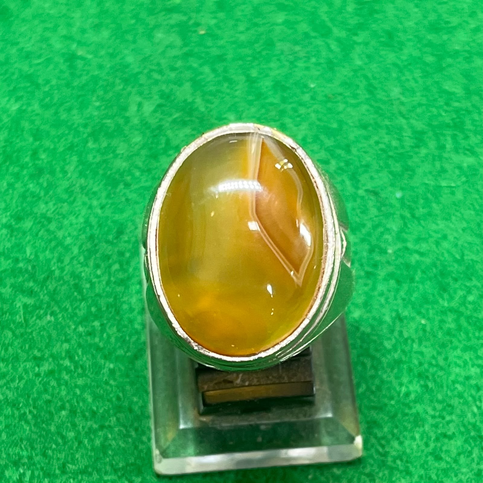 Batu Akik Sulaiman Madu Motif Daun Emas