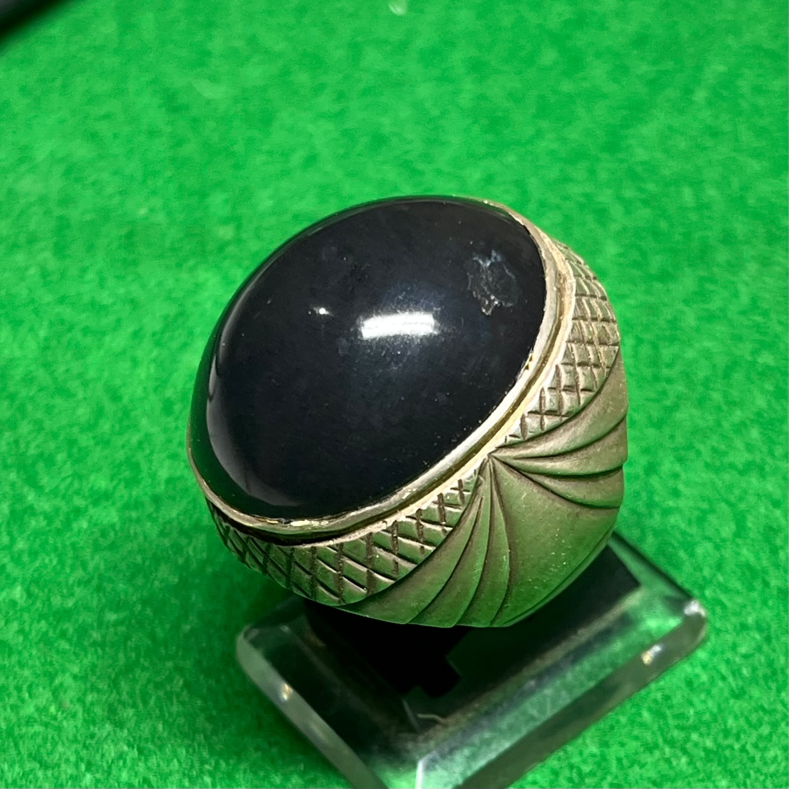 Batu Bacan Hitam Jumbo Ring Perak