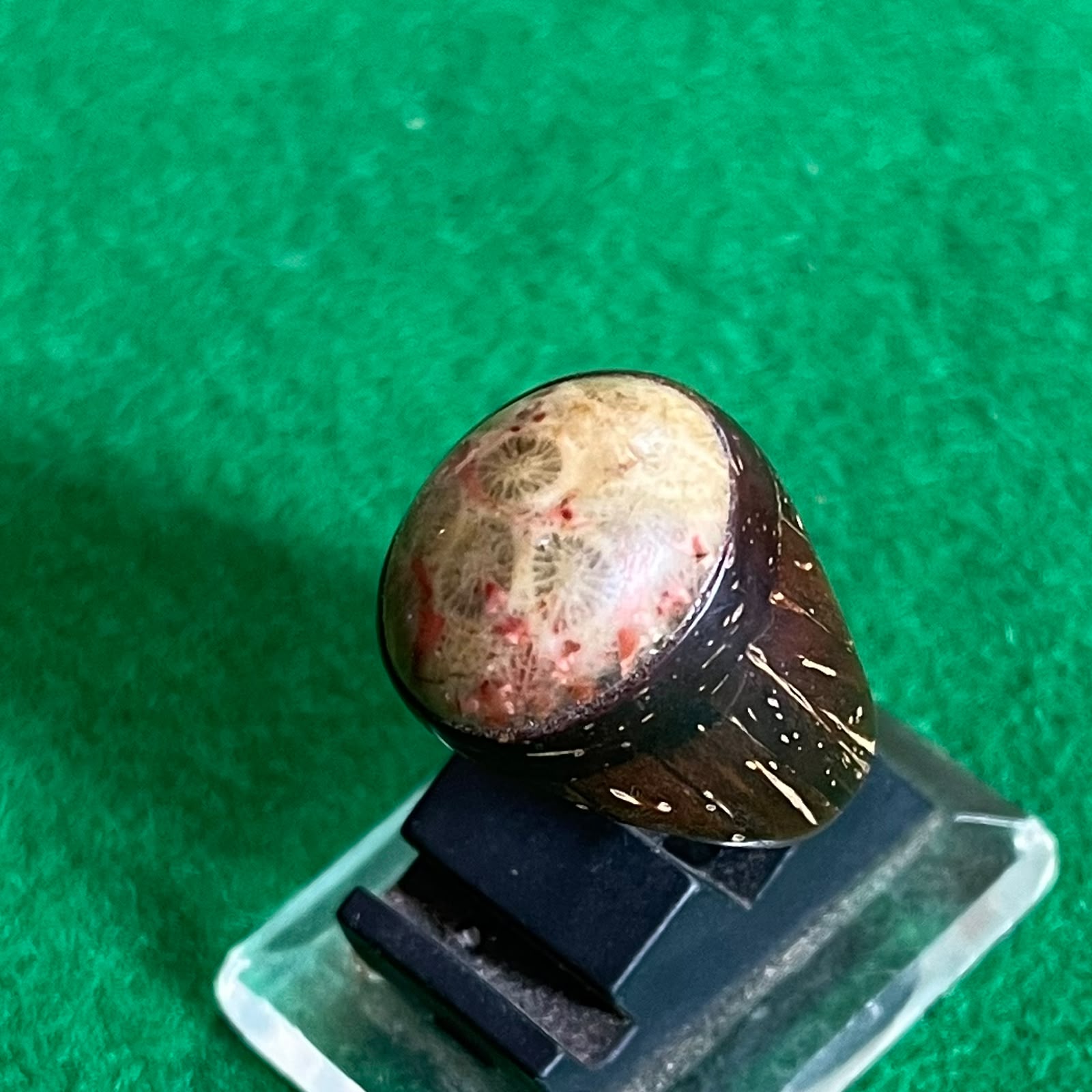 Batu Coral Agate Ring Batok Kelapa