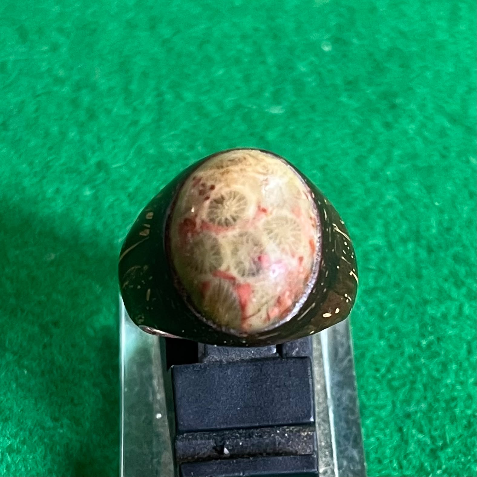 Batu Coral Agate Ring Batok Kelapa