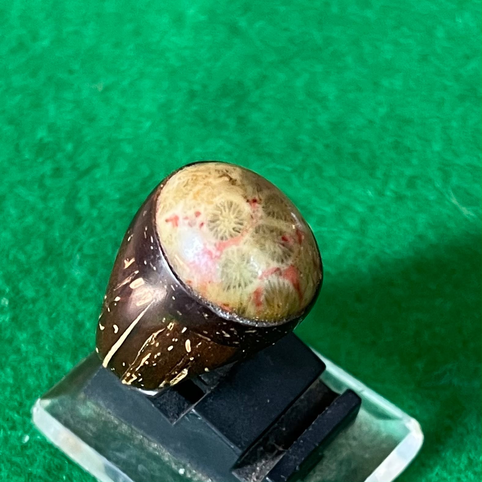 Batu Coral Agate Ring Batok Kelapa