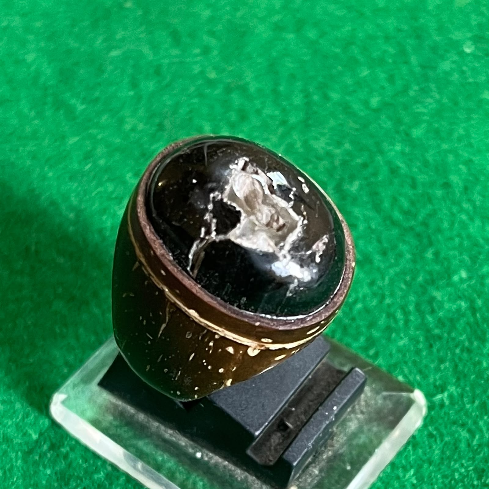 Batu Fosil Kelor Combong Hitam Pekat - Ring Batok Kelapa