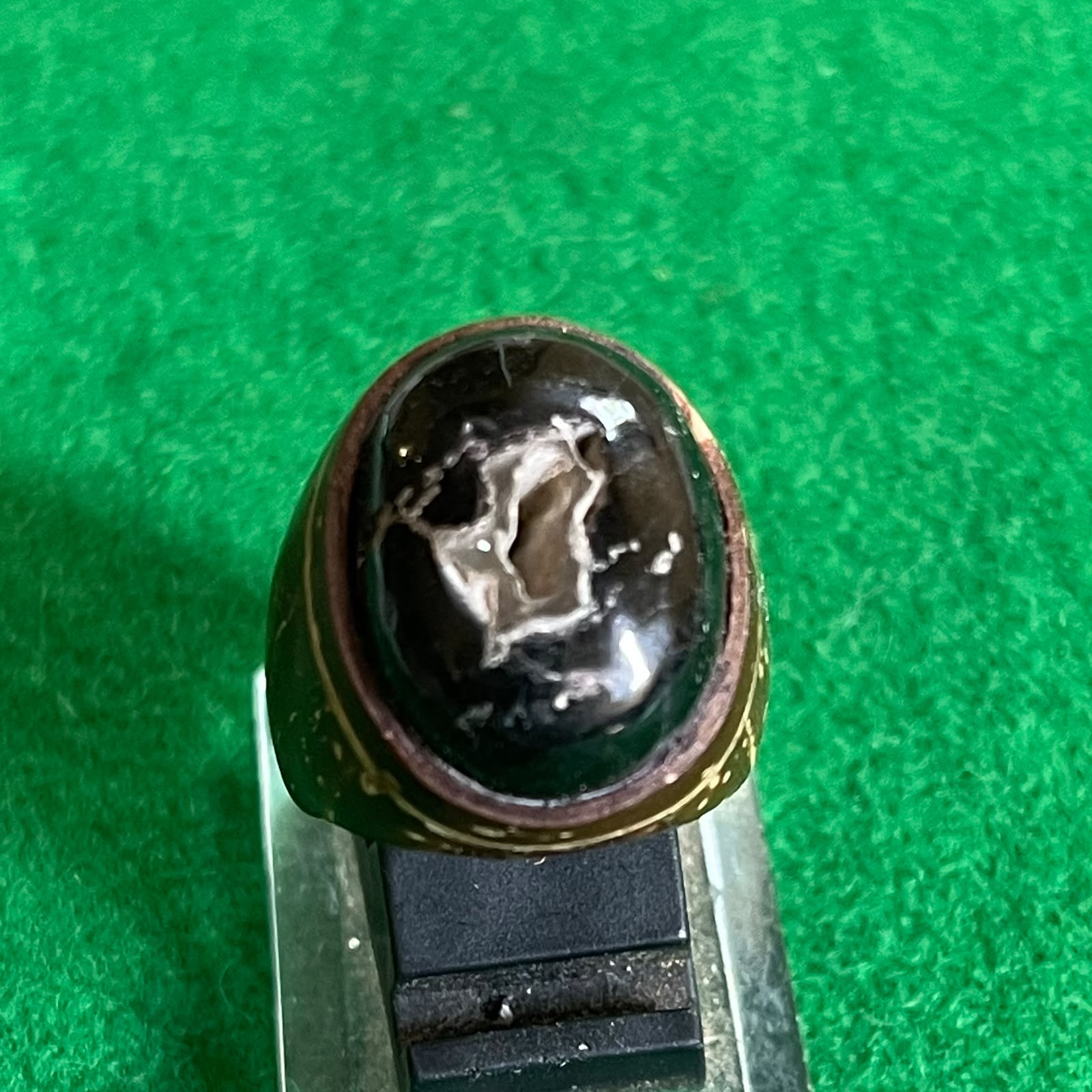 Batu Fosil Kelor Combong Hitam Pekat - Ring Batok Kelapa