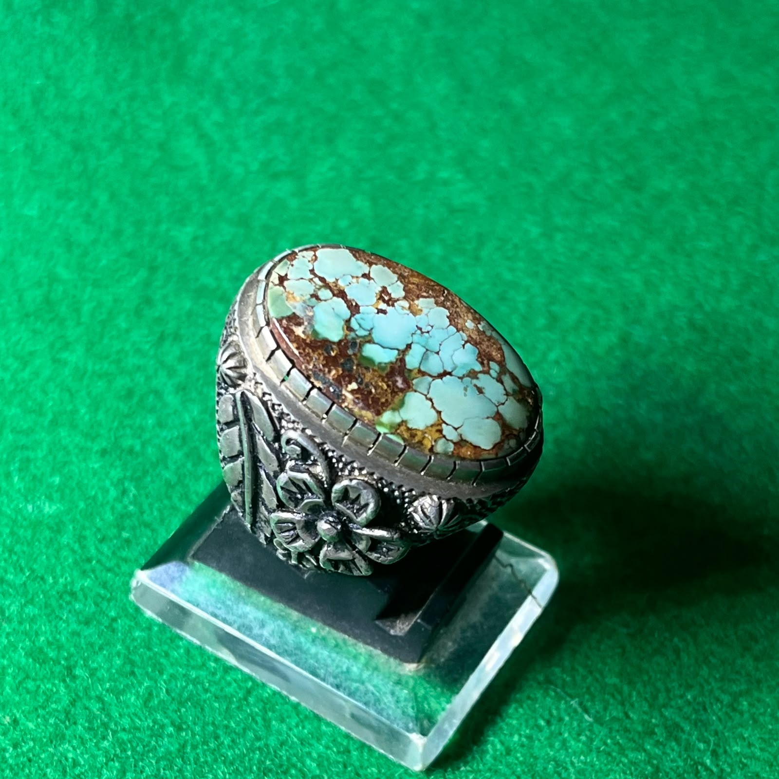 Batu Pirus Persia Lawasan Ring Perak Tebal